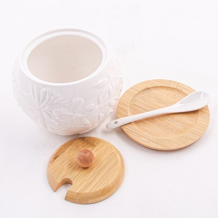 Сахарница на подставке 600 мл фарфор/бамбук LR (60317)