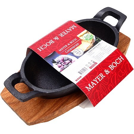 Сковорода с ручками на подставке 15,5х9,5см чугун/дерево МВ (26798) Сковорода с ручками на подставке 15,5х9,5см чугун/дерево МВ (26798)