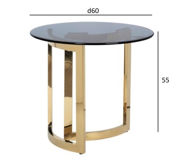 Стол журнальный темн.стекло/золото d60*55см (TT-00002545)