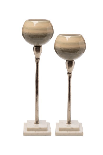 Подсвечник стекл.на металл. ножке h42,5см (TT-00011725)