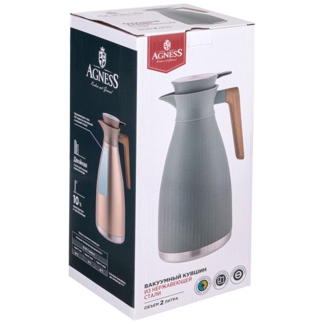 Вакуумный кувшин (термос) agness из нерж.стали 2,0л цвет серебро Agness (734-113) Вакуумный кувшин (термос) agness из нерж.стали 2,0л цвет серебро Agness (734-113)