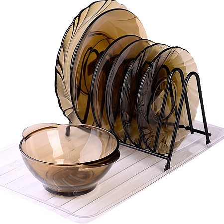 Подставка д/тарелок и досок с поддоном сталь/пластик (АЛТ408Ч)