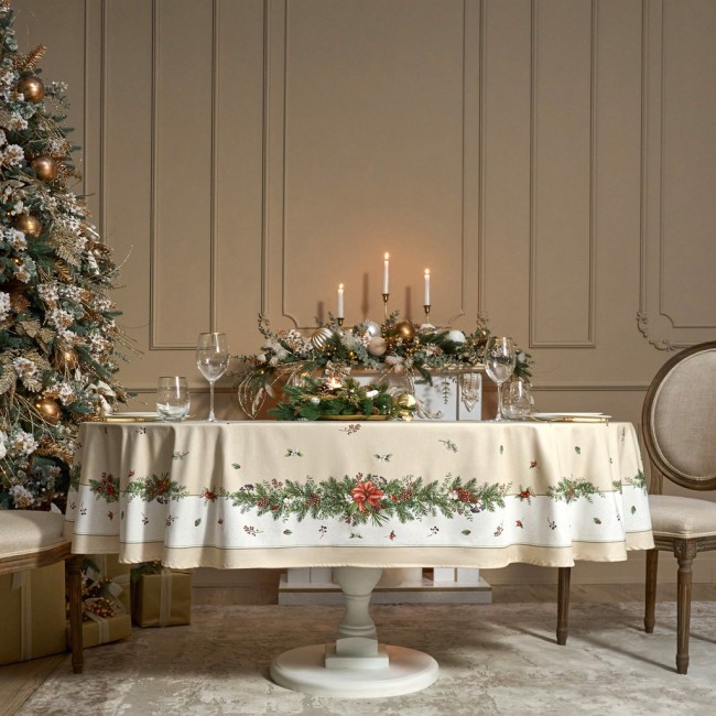 Скатерть овальная "celebration"140х300см ,бежевый, 100% хлопок,твил, пропитка Lefard (850-734-42)