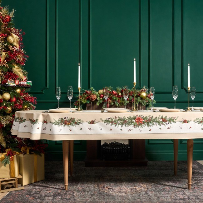 Скатерть овальная "celebration"140х300см ,бежевый, 100% хлопок,твил, пропитка Lefard (850-734-42)