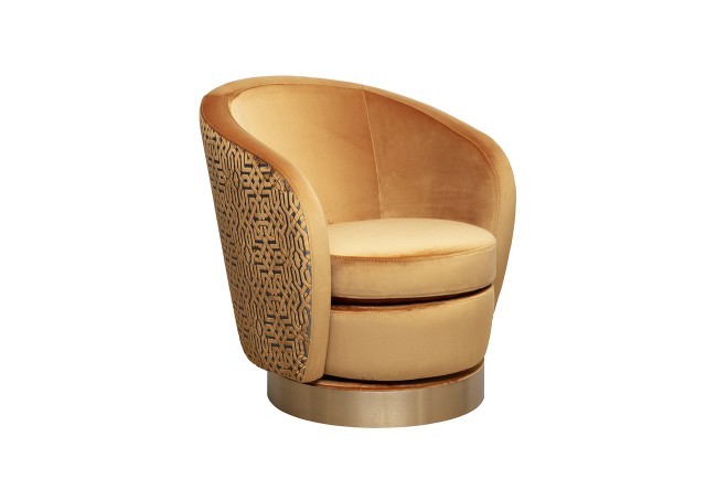 Кресло Napoli вращающееся, вельвет принт Velv ORANG+Latt ORANG 76*76*76см - TT-00011023