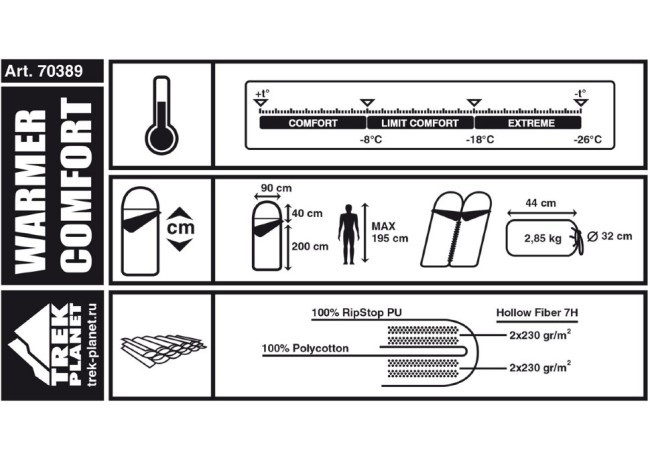 Спальный мешок Trek Planet Warmer Comfort (70389) (Правый) (52937s48660) Спальный мешок Trek Planet Warmer Comfort (70389) (Правый) (52937s48660)