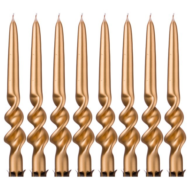 Набор свечей из 8 шт. 23,5/2,2 см. металлик золотой Adpal (348-631)