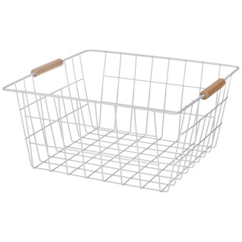 Корзина с деревянными ручками белая 31.5*30.5*15.5 см Agness (917-125) Корзина с деревянными ручками белая 31.5*30.5*15.5 см Agness (917-125)