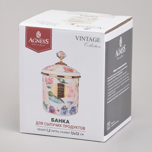 Банка для сыпучих продуктов agness, серия фландрия, 12х12см/ 1,2л Agness (950-600) Банка для сыпучих продуктов agness, серия фландрия, 12х12см/ 1,2л Agness (950-600)
