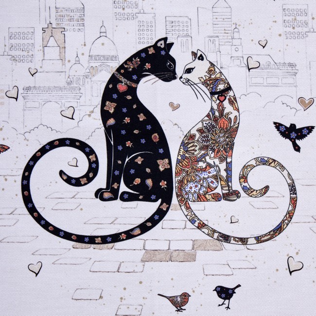 Дорожка "парижские коты",40х146см, белый,100% хлопок,твил Lefard (850-746-3)