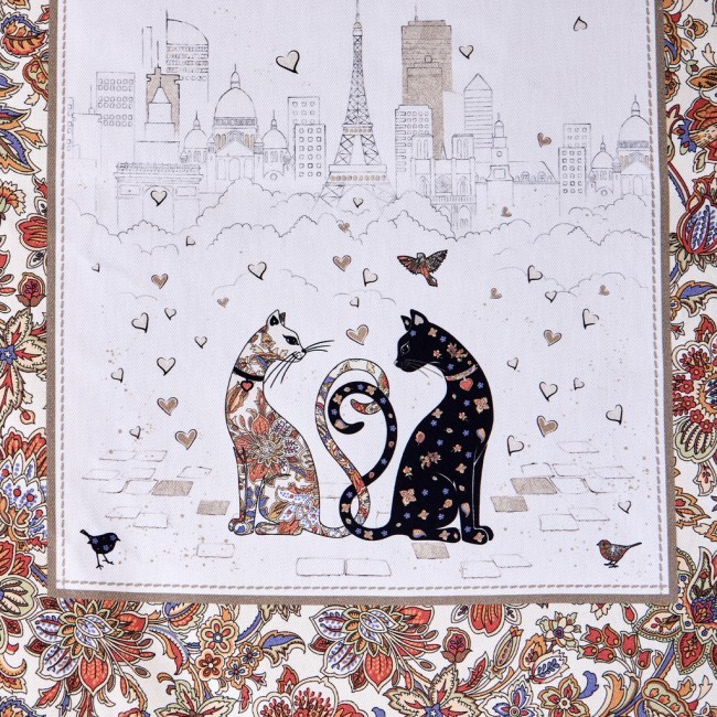 Дорожка "парижские коты",40х146см, белый,100% хлопок,твил Lefard (850-746-3)