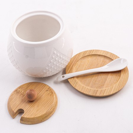 Сахарница на подставке 600 мл фарфор/бамбук LR (60316)