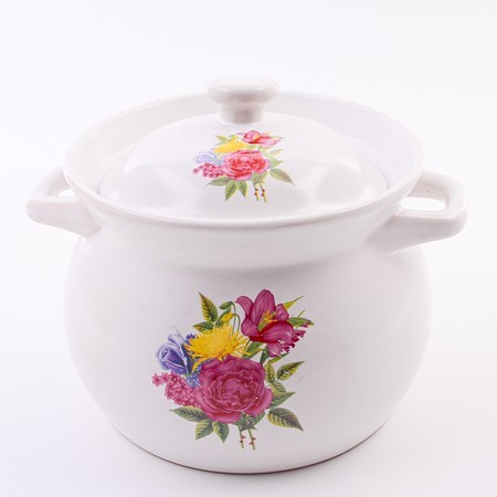 Кастрюля с крышкой 1,8 л керамика рис/цветы Mayer&Boch (7320-1)