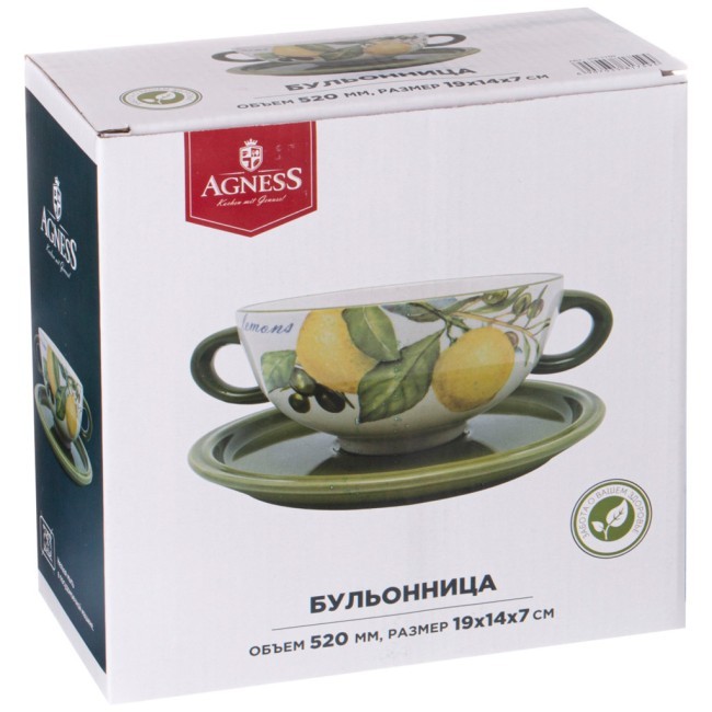 Бульонница agness "лемон три" 19*14*7 см 550 мл Agness (358-1759)
