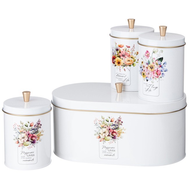 Набор agness "floral mood" 2в1 хлебница 34*20*18 см, банка для сыпучих 12*17,5 см 3 шт Agness (790-377)