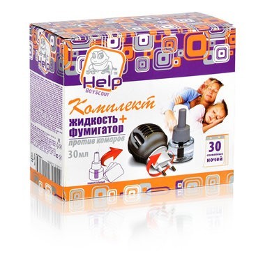 Комплект HELP  против комаров: фумигатор и жидкость  30 ночей, инсектицидная (80502) (53790)