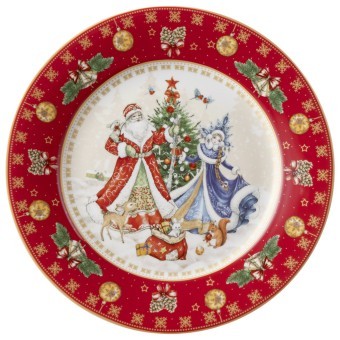 Тарелка закусочная lefard "дед мороз и снегурочка" 20,5см красная Lefard (85-1717-11)