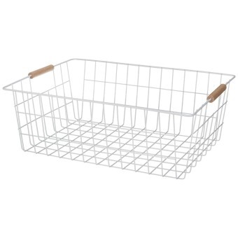 Корзина с деревянными ручками белая 42*30.5*15.5 см Agness (917-127) Корзина с деревянными ручками белая 42*30.5*15.5 см Agness (917-127)