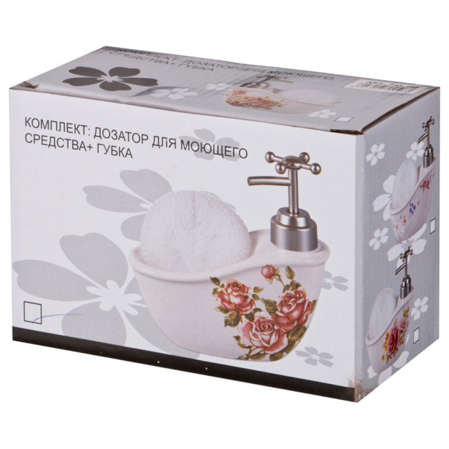 Комплект "пасадена":дозатор для моющего средства+губка 15*7*15 см.300 мл. Lefard (755-197) Комплект "пасадена":дозатор для моющего средства+губка 15*7*15 см.300 мл. Lefard (755-197)