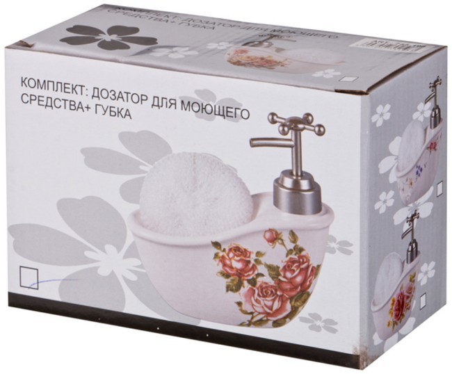 Комплект "пасадена":дозатор для моющего средства+губка 15*7*15 см.300 мл. Lefard (755-197) Комплект "пасадена":дозатор для моющего средства+губка 15*7*15 см.300 мл. Lefard (755-197)