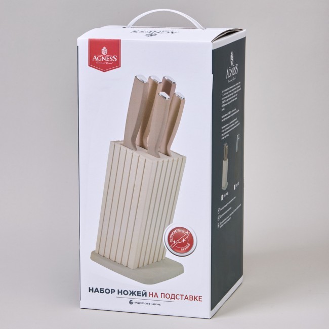Набор ножей agness на пластиковой подставке, 6 предметов Agness (911-746) Набор ножей agness на пластиковой подставке, 6 предметов Agness (911-746)