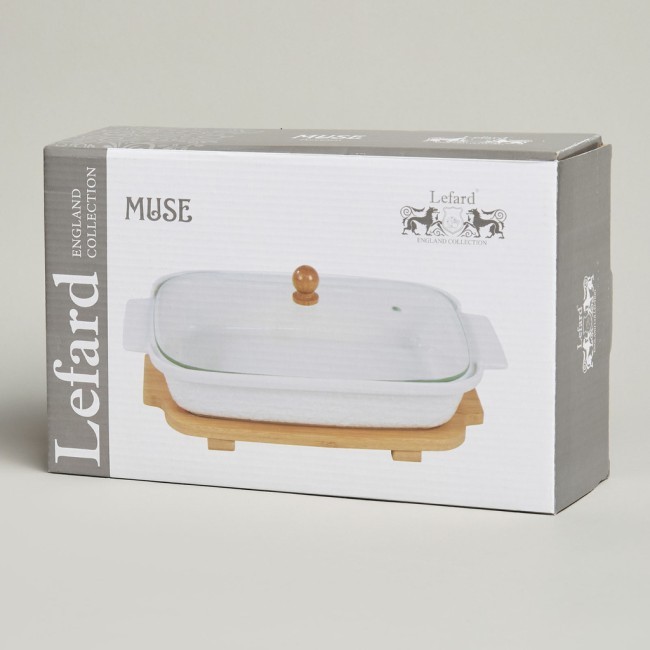 Блюдо для выпекания и сервировки lefard "muse" со стекл.крышкой на дер.подставке 27,5*17*9см 900мл Lefard (587-242)