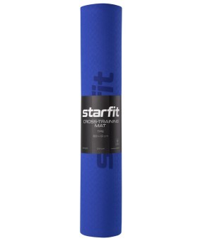 Коврик для йоги и фитнеса STARFIT FM-201, TPE, 183x61x0,4 см, темно-синий/синий (2103974)