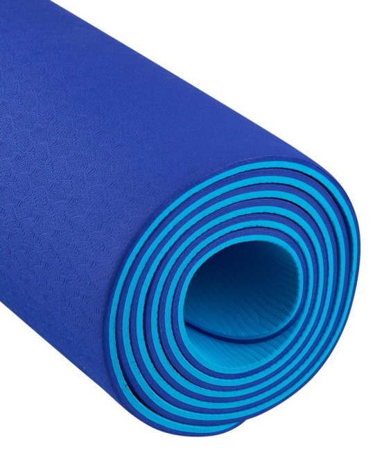 Коврик для йоги и фитнеса STARFIT FM-201, TPE, 183x61x0,4 см, темно-синий/синий (2103974)