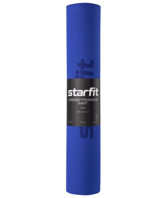 Коврик для йоги и фитнеса STARFIT FM-201, TPE, 183x61x0,4 см, темно-синий/синий (2103974)