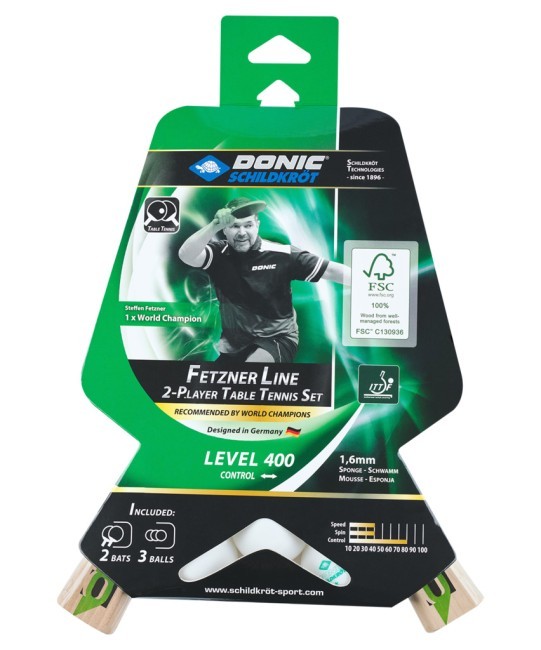 Набор для настольного тенниса Donic Fetzner 400 FSC Set, 2 ракетки, 3 мяча (1471137)