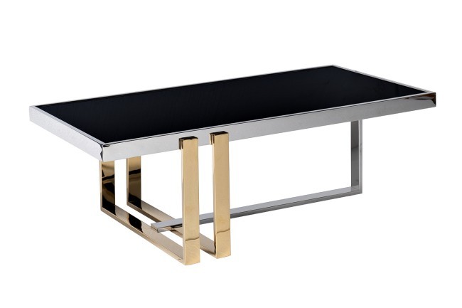 Стол журнальный черн.стекло/хром+золото 120*60*40см (TT-00013136)