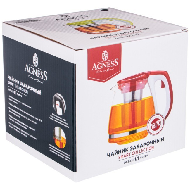 Чайник заварочный agness с фильтром 1100 мл. Agness (884-011) Чайник заварочный agness с фильтром 1100 мл. Agness (884-011)