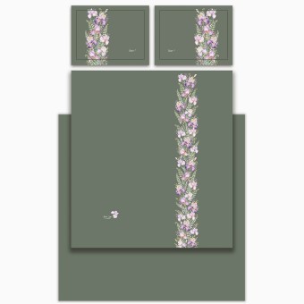 Кпб, евро, "irises" зеленый, сатин, хлопок 100%, подод.200х220-1шт, пр.240х240-1шт, нав.50х70-2шт Lefard (989-001-13)