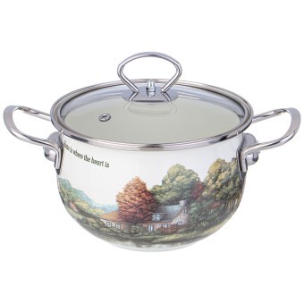 Кастрюля agness эмалированная со стеклянной крышкой серия "family house", 2 л диа.18см Agness (943-066) Кастрюля agness эмалированная со стеклянной крышкой серия "family house", 2 л диа.18см Agness (943-066)