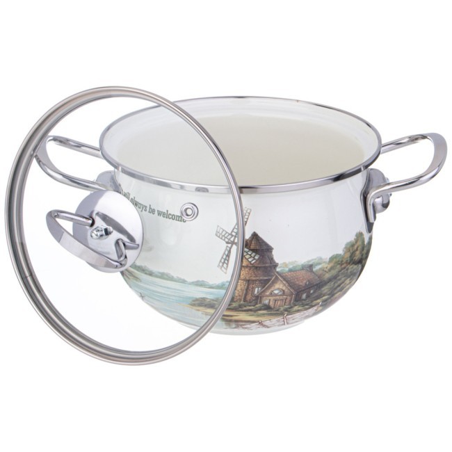 Кастрюля agness эмалированная со стеклянной крышкой серия "family house", 2 л диа.18см Agness (943-066) Кастрюля agness эмалированная со стеклянной крышкой серия "family house", 2 л диа.18см Agness (943-066)