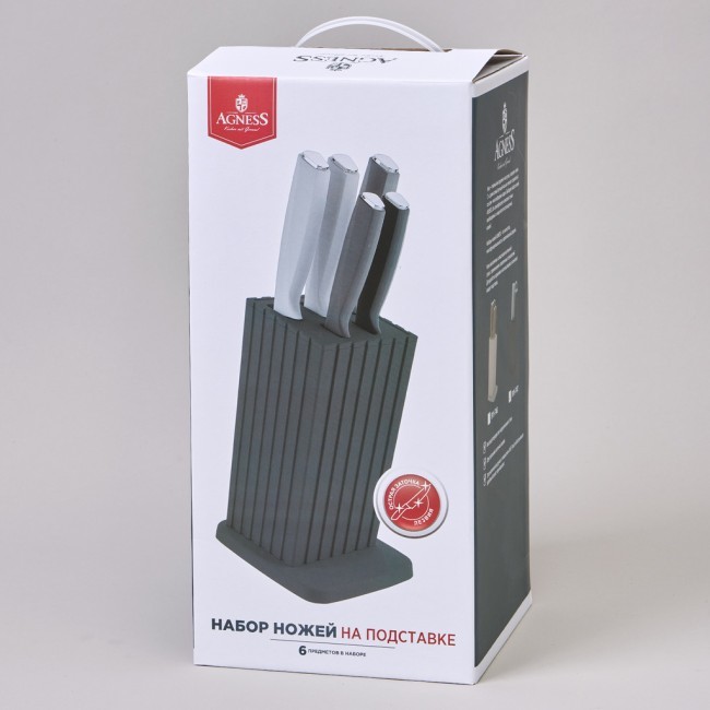 Набор ножей agness на пластиковой подставке, 6 предметов Agness (911-747) Набор ножей agness на пластиковой подставке, 6 предметов Agness (911-747)