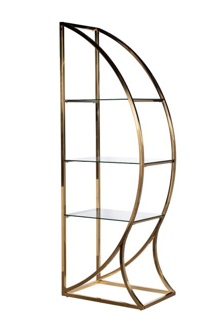 Стеллаж "Полусфера" прозрачное стекло/золото блестящий 71*48*202см (TT-00011863)