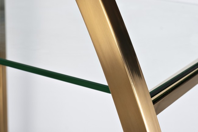 Стеллаж "Полусфера" прозрачное стекло/золото блестящий 71*48*202см (TT-00011863)