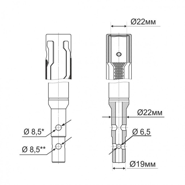 Удлинитель шнека универсальный Тонар УШ-250.22 d22 мм (81359) Удлинитель шнека универсальный Тонар УШ-250.22 d22 мм (81359)
