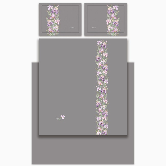 Кпб, евро, "irises" серый, сатин, хлопок 100%, подод.200х220-1шт, пр.240х240-1шт, нав.50х70-2шт Lefard (989-001-14)