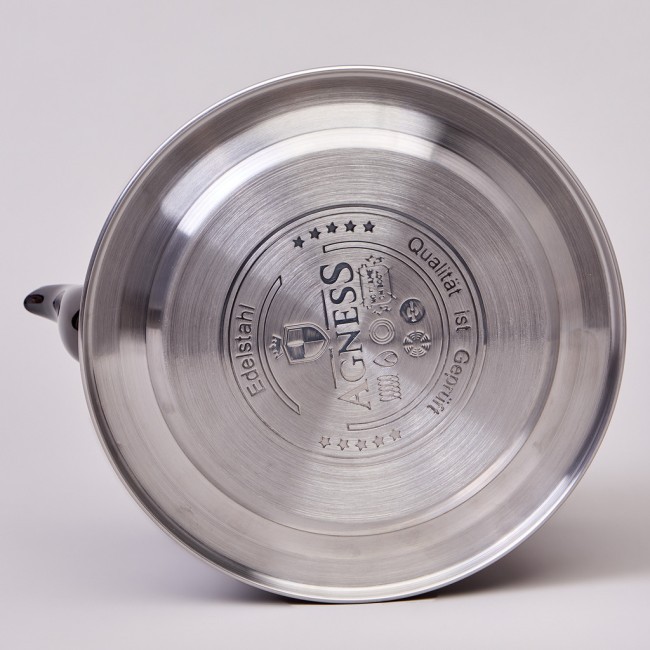 Чайник agness 3,0 л со складывающейся ручкой, сталь 18/10, индукционное капсульное дно Agness (937-910)