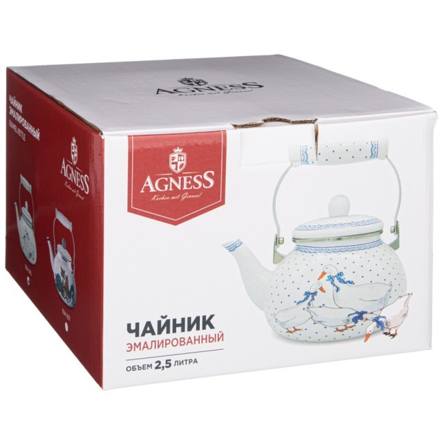 Чайник agness эмалированный, серия гуси, 2,5 л, подходит для индукцион. плит Agness (934-343)