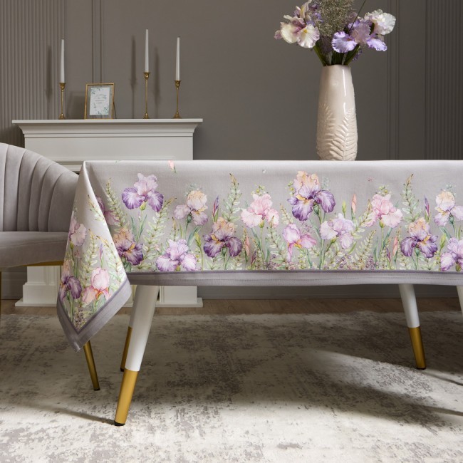 Скатерть "ирисы" 140х180см ,серый, 100% хлопок,твил пропитка Lefard (850-755-2)