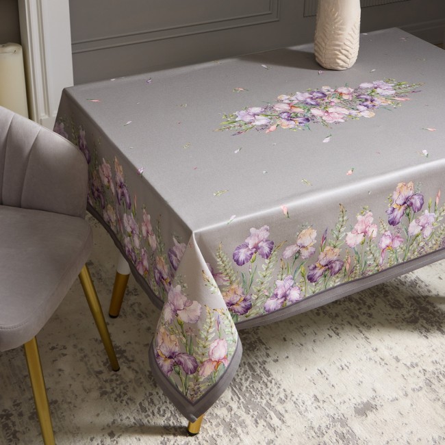 Скатерть "ирисы" 140х180см ,серый, 100% хлопок,твил пропитка Lefard (850-755-2)