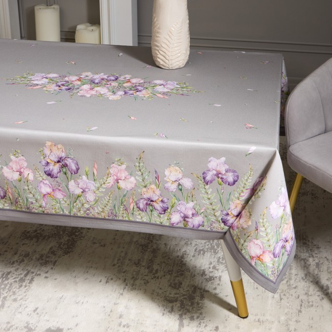 Скатерть "ирисы" 140х180см ,серый, 100% хлопок,твил пропитка Lefard (850-755-2)