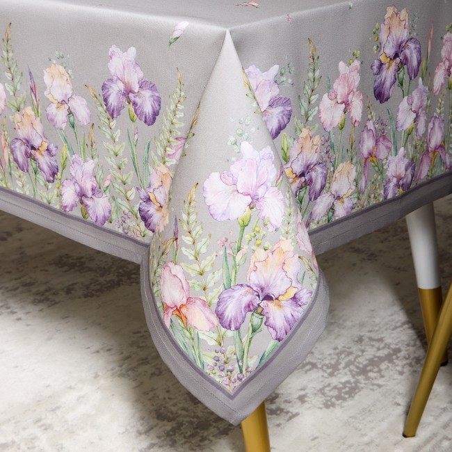 Скатерть "ирисы" 140х180см ,серый, 100% хлопок,твил пропитка Lefard (850-755-2)