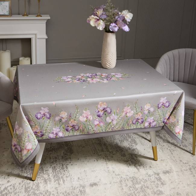 Скатерть "ирисы" 140х180см ,серый, 100% хлопок,твил пропитка Lefard (850-755-2)