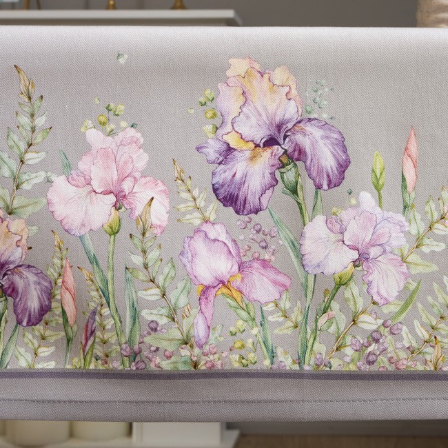 Скатерть "ирисы" 140х180см ,серый, 100% хлопок,твил пропитка Lefard (850-755-2)