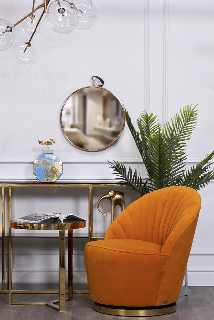 Стол журнальный прозр.стекло/золото d.50*55см (TT-00001345)