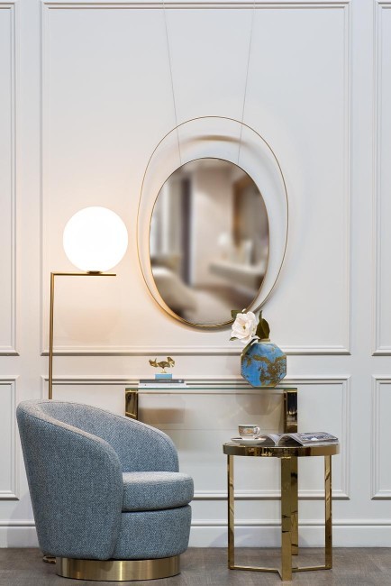 Стол журнальный прозр.стекло/золото d.50*55см (TT-00001345)